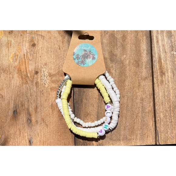 Yellow Aloha Tropical Bracelets- Set of 3 - Picture 4 of 4